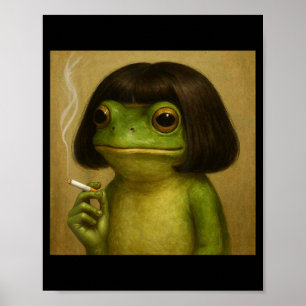 Funny Frog Bob Haircut Smoking Meme For Men Women Poster