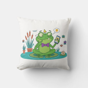 Funny Frog Browsing Smartphone Cushion