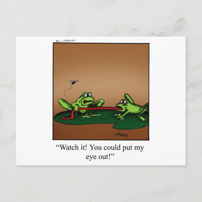 Funny Frog Cartoon Art Gifts! Postcard (Front)