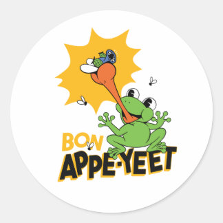 Funny Frog Catching Fly Cartoon  Classic Round Sti Sticker