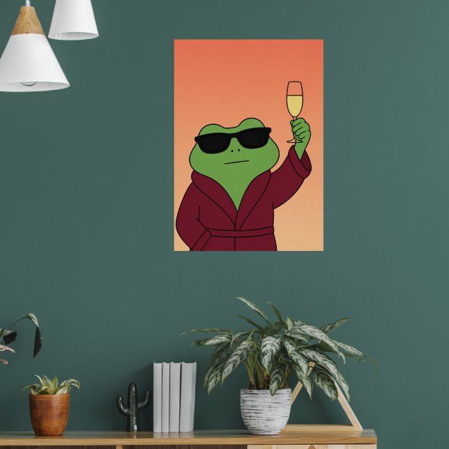 Funny Frog Champagne Bathrobe Lounge Poster (Living Room 1)