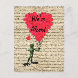 Funny frog change of address announcement postcard