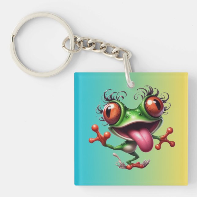 Funny Frog Columbus Day Keychain   (Front)