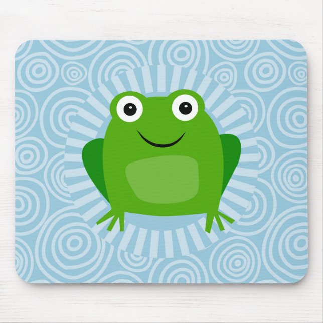 Funny Frog - Cute Froggy On Blue Mouse Mat (Front)