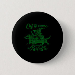 Funny frog dachshund tee graphic off to cause a 6 cm round badge