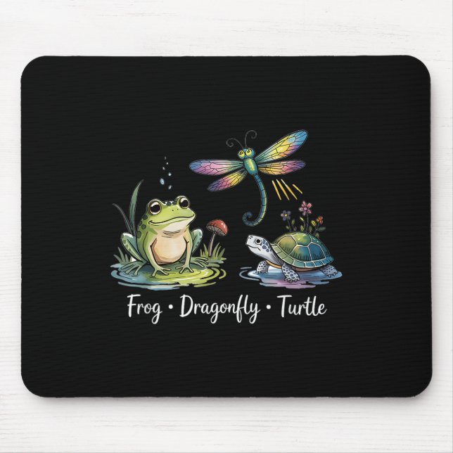 Funny Frog Dragonfly Turtle  Mouse Mat (Front)