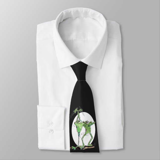 Funny frog drawing neck tie (Tied)