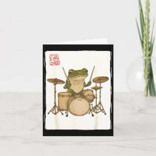 Funny Frog Drum Rock Music Kawaii Japanese  Card