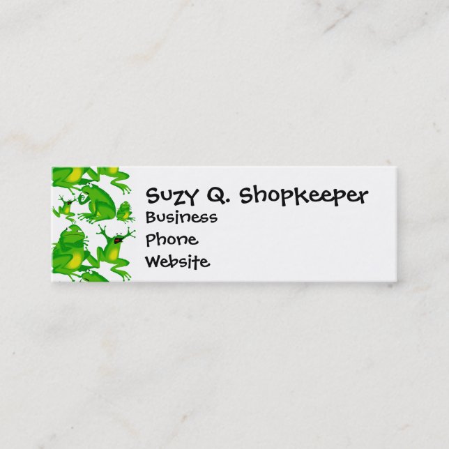 Funny Frog Emotions Angry Mad Curious Scared Frogs Mini Business Card (Front)