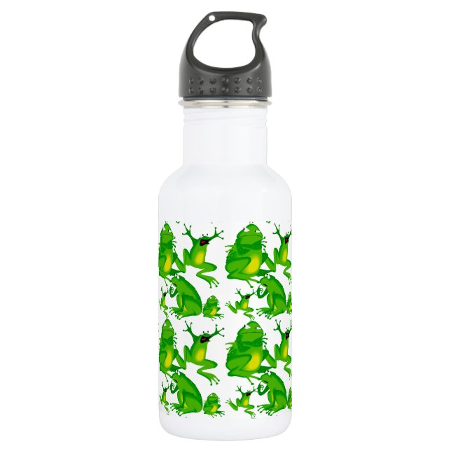 Funny Frog Emotions Mad Curious Scared Frogs 532 Ml Water Bottle (Front)