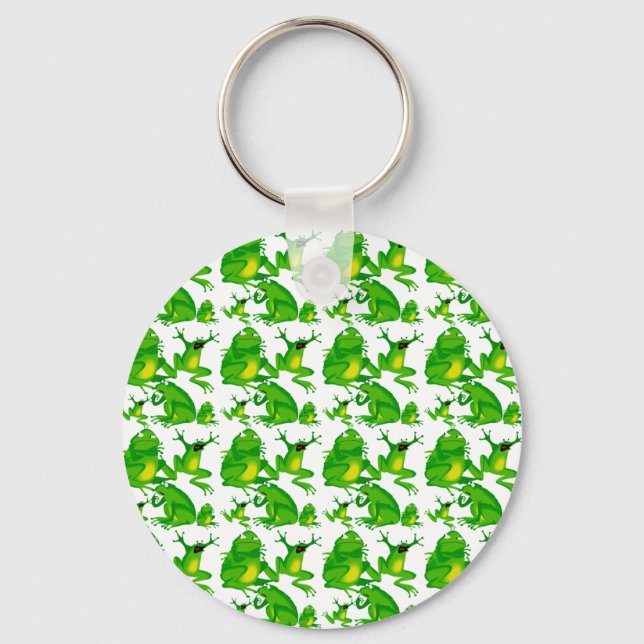 Funny Frog Emotions Mad Curious Scared Frogs Key Ring (Front)