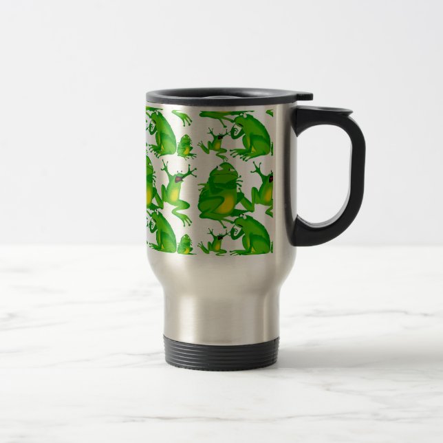 Funny Frog Emotions Mad Curious Scared Frogs Travel Mug (Right)