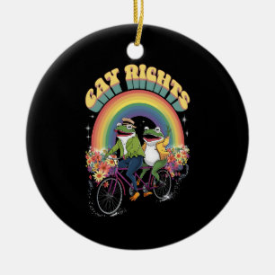Funny Frog Gay Rights LGBT Rainbow Pride Month Ceramic Tree Decoration