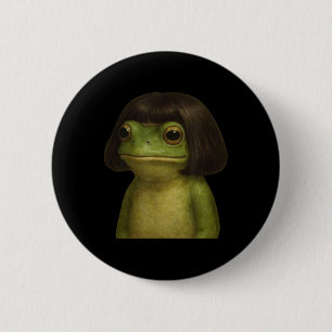 Funny Frog Girl Bob Hair Meme Art  6 Cm Round Badge