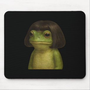 Funny Frog Girl Bob Hair Meme Art  Mouse Mat