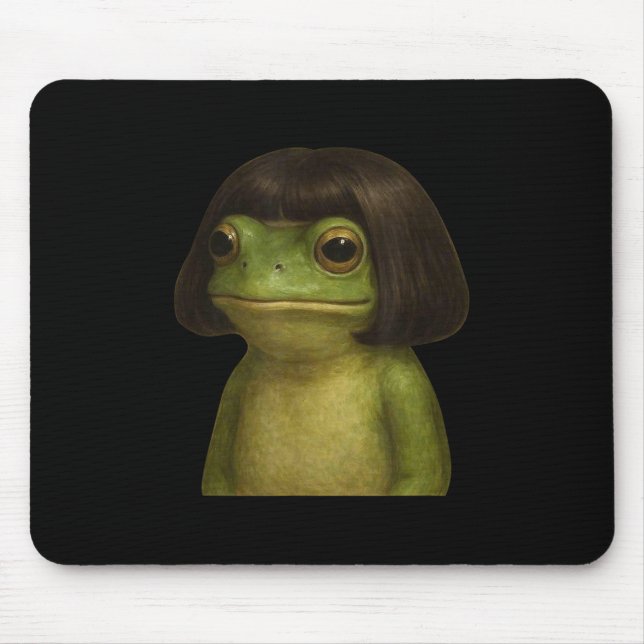 Funny Frog Girl Bob Hair Meme Art  Mouse Mat (Front)