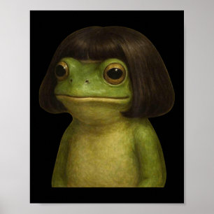 Funny Frog Girl Bob Hair Meme Art Poster