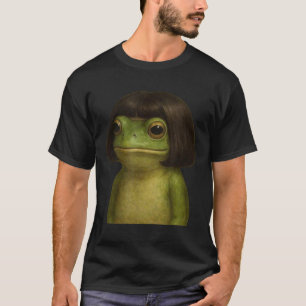 Funny Frog Girl Bob Hair Meme Art  T-Shirt