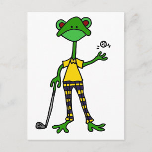 Funny Frog Golfing Art Postcard