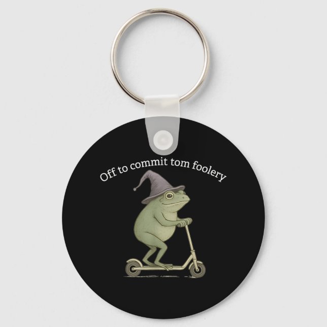 Funny Frog Graphic Saying Off To Commit Tom Fooler Key Ring (Front)