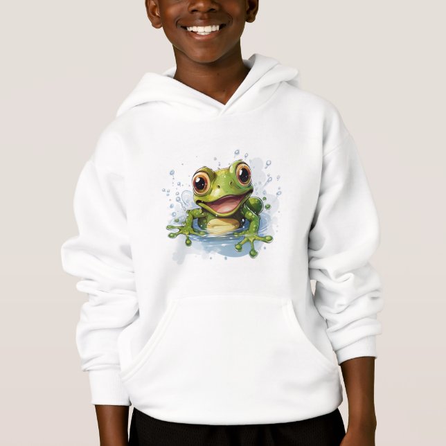 Funny Frog Hoodie for Boys – Ribbit Fun! (Front)