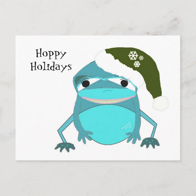 Funny Frog Hoppy Holidays Holiday Postcard (Front)