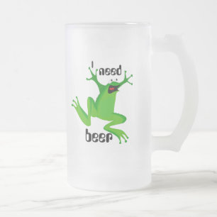 funny frog-I need beer Frosted Glass Beer Mug