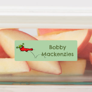 Funny frog in a red sock cartoon personalised