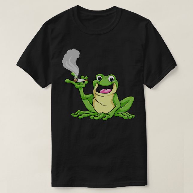 Funny frog is smoking a cigarette T-Shirt (Design Front)