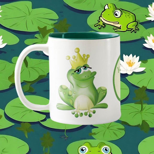 Funny frog kisses add text Two-Tone coffee mug (Creator Uploaded)