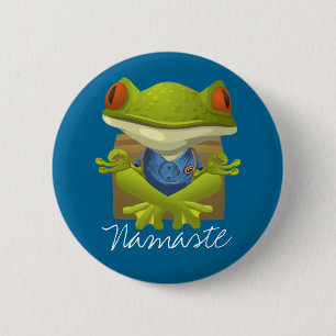 Funny Frog Meditating Cartoon 6 Cm Round Badge