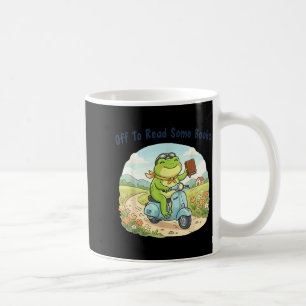 Funny frog meme off to read some books lovers coffee mug