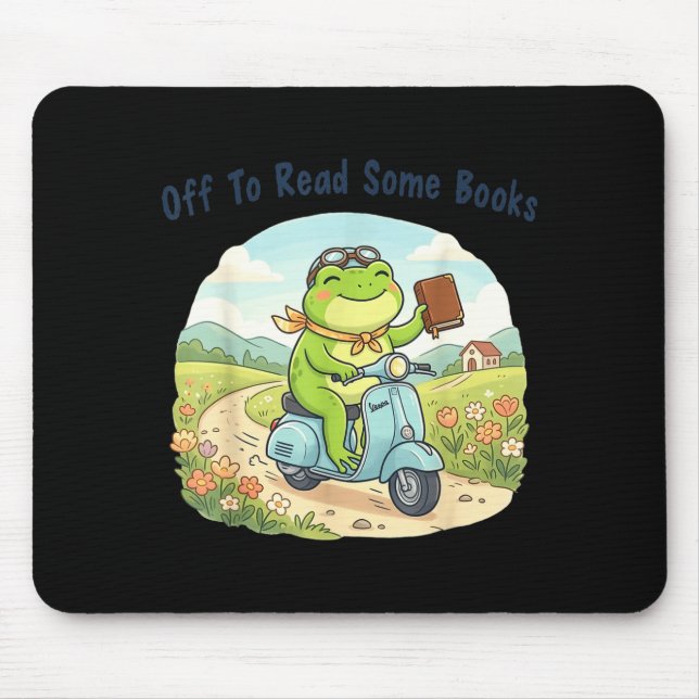 Funny frog meme off to read some books lovers mouse mat (Front)