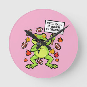Funny Frog Meme Satire – United States of Kingdom Round Clock