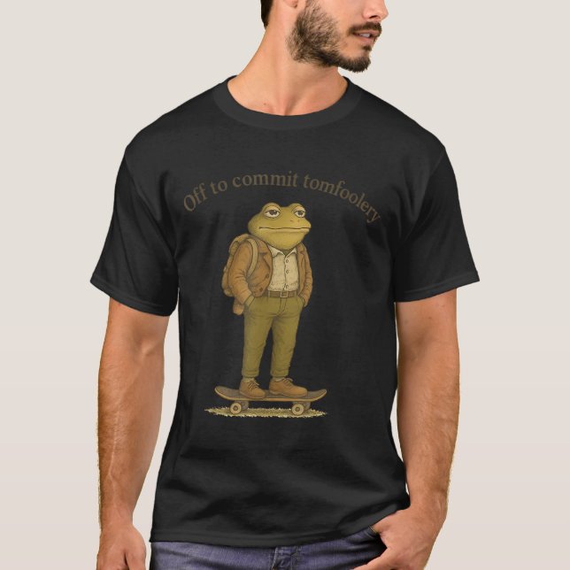 Funny Frog Meme Silly Dark Humour Off To Commit To T-Shirt (Front)