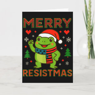 Funny Frog Merry Resistmas Retro Political Holiday Card