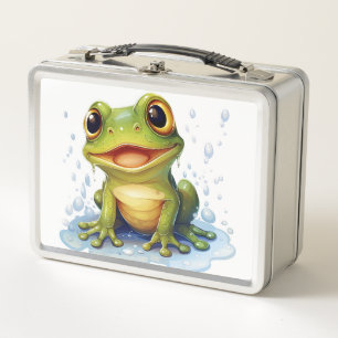 Funny frog metal lunch box
