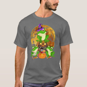 Funny Frog Mummy Witch Moon Ghosts Pumpkin Candy H T-Shirt