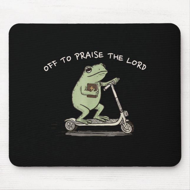 Funny Frog Off To Praise The Lord Christian Scoote Mouse Mat (Front)