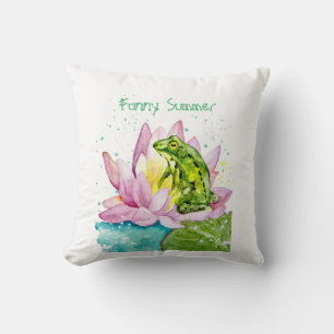 Funny frog on a lotus cushion