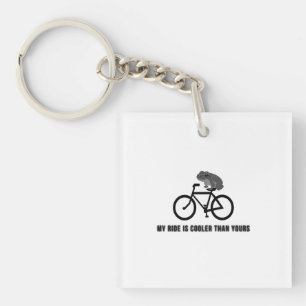 Funny Frog on Bike T-Shirt   Cool Cycling Animal  Key Ring