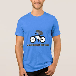 Funny Frog on Bike T-Shirt Cool Cycling Animal Tri-Blend Shirt