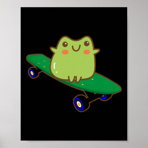 Funny Frog On Skateboard Aesthetic Cute Kawaii Ska Poster