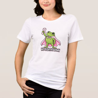 Funny Frog pink bow cancer awareness Women Tri-Blend Shirt