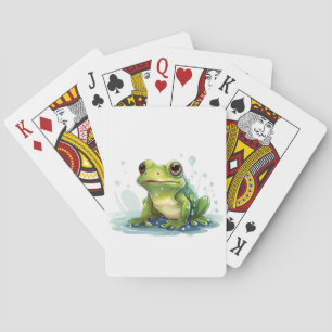 Funny frog playing cards