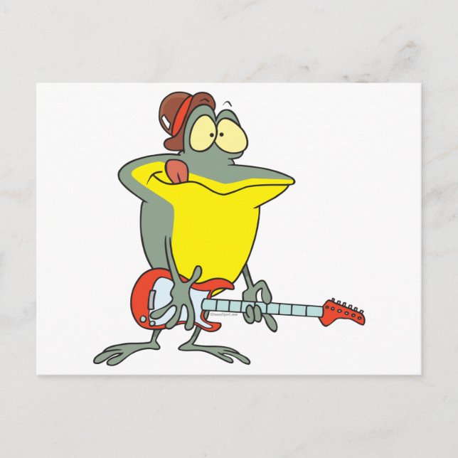 funny frog playing electric guitar postcard (Front)