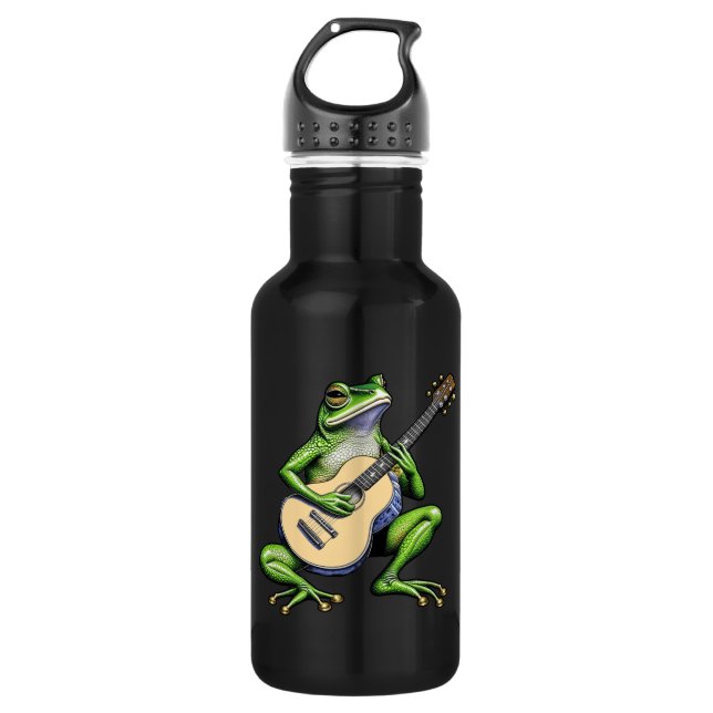 Funny Frog Playing Guitar   532 Ml Water Bottle (Front)