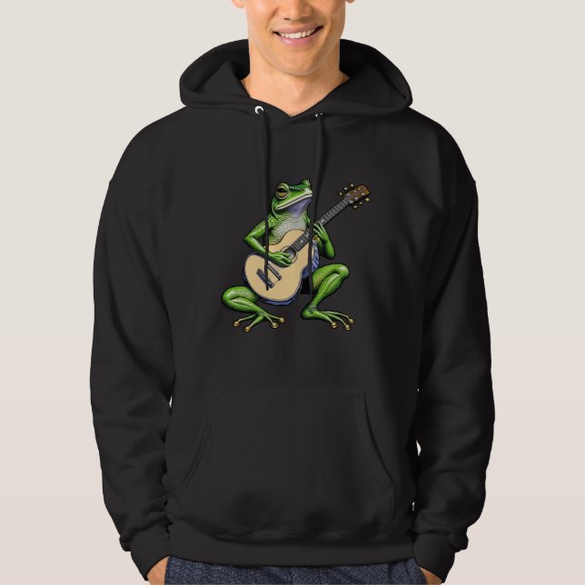 Funny Frog Playing Guitar Hoodie (Front)
