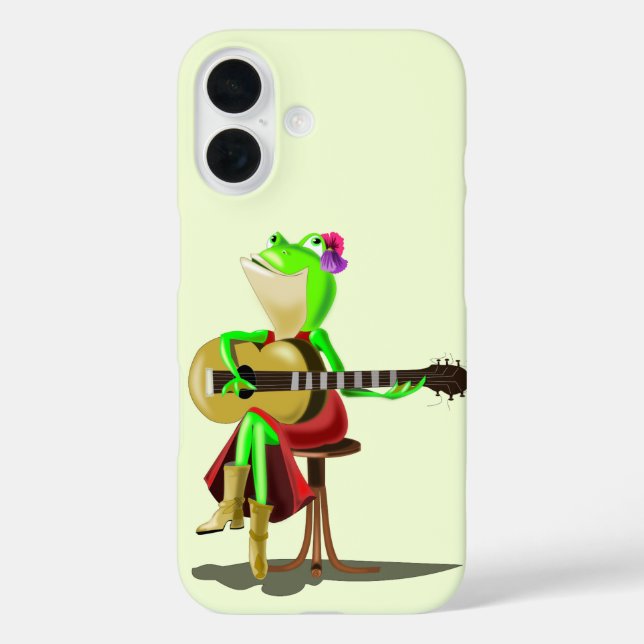 Funny Frog Playing Guitar iPhone Case (Back)