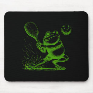 Funny frog playing pickleball paddleball sports mouse mat